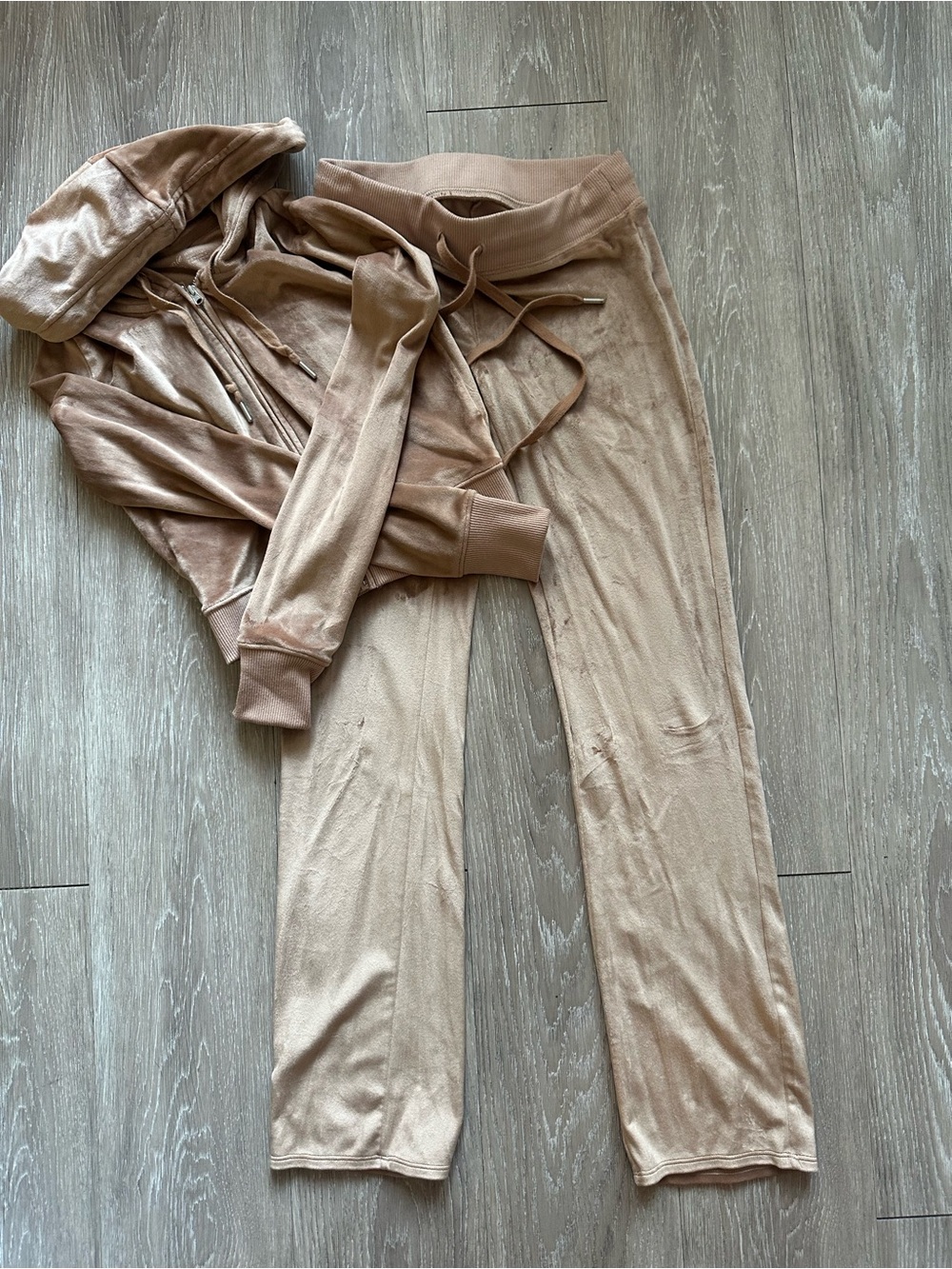 Aerie Real Good Tan Velour Tracksuit Set